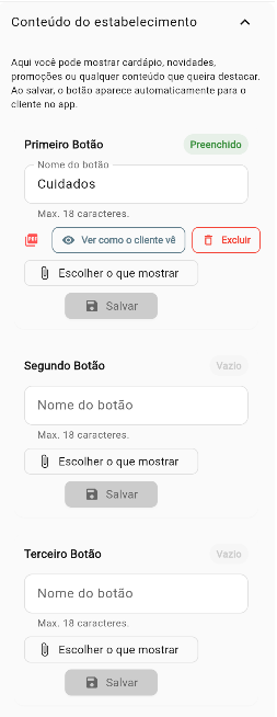 Painel administrativo da clínica